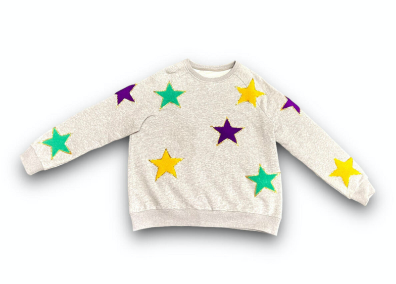 Mardi Gras Sequin Star Sweatshirt- Adult