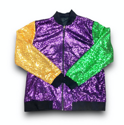Mardi Gras Sequin Color Block Jacket