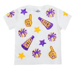 Cheer Sequin Shirt - Purple & Yellow