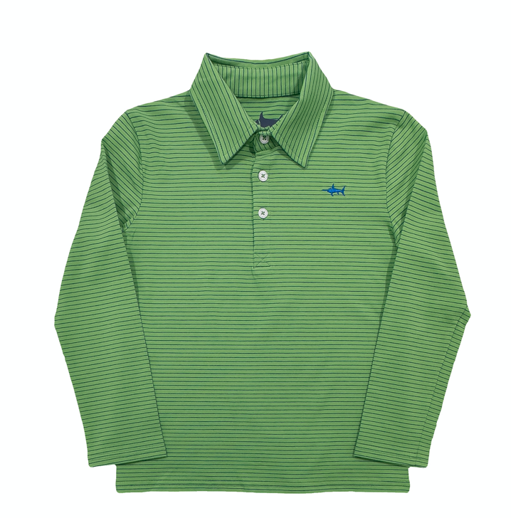 Banks Polo- Green w/ blue stripe