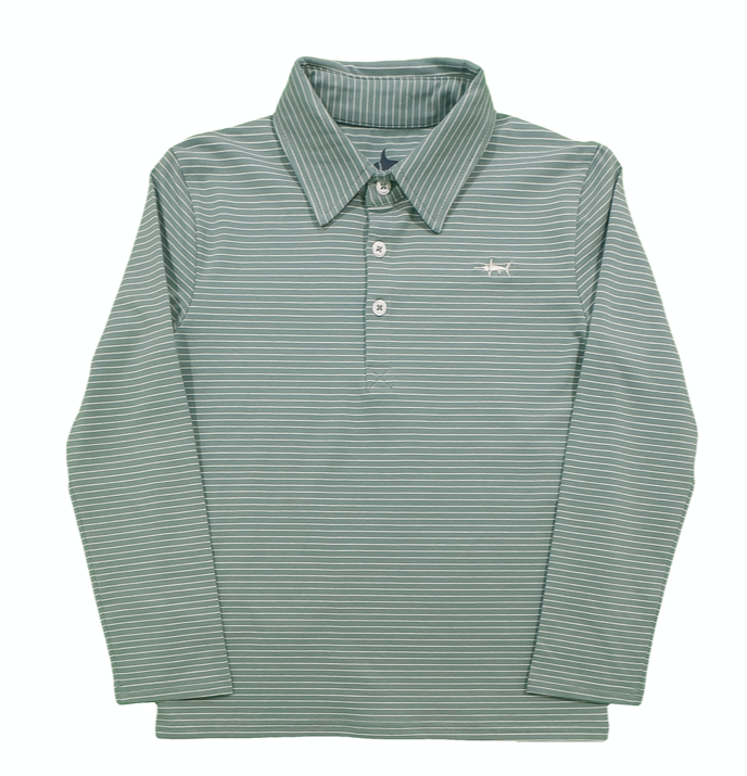 Banks Polo- Aqua w/ white stripe