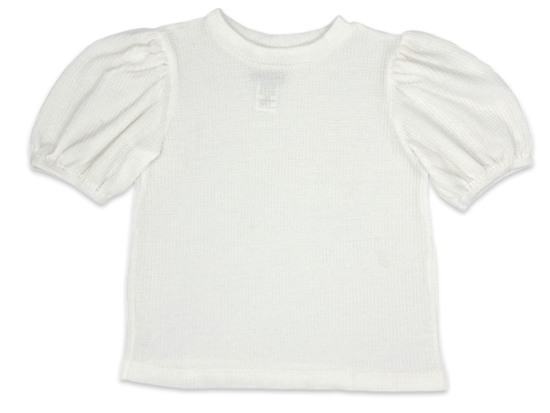 Jane Blouse- White Waffle Knit