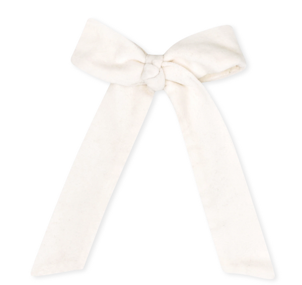 Lola Long Bow- Winter White Velvet