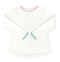 Taylor Tee Long Sleeve- White & Cotton Candy pink