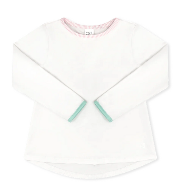 Taylor Tee Long Sleeve- White & Cotton Candy pink