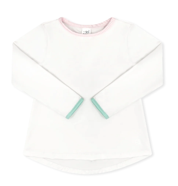 Taylor Tee Long Sleeve- White & Cotton Candy pink