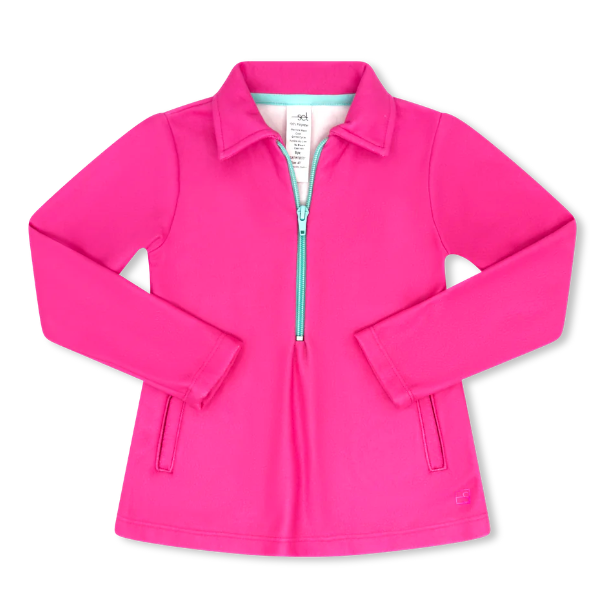 Heather Half Zip- Power Pink