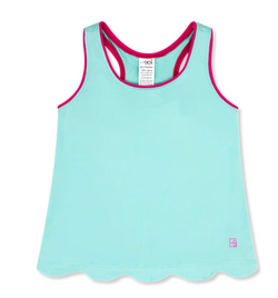 Anna Scallop Tank- Turquoise