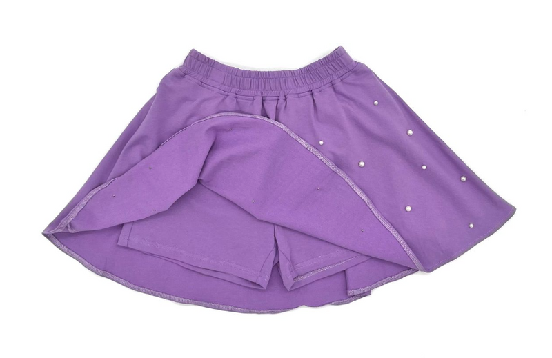 Pearl puff sleeve Skort Set- purple