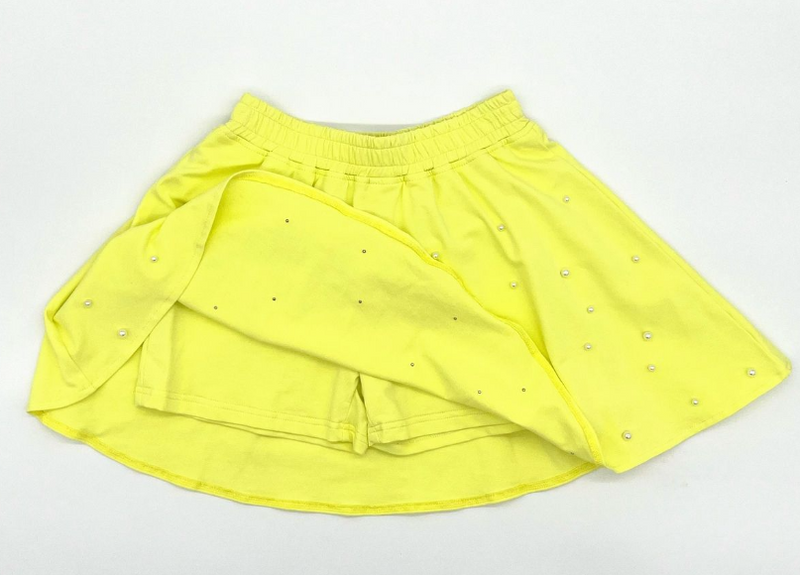 Pearl puff sleeve Skort Set- yellow