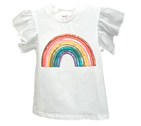 Rainbow Sequin Flutter Shirt