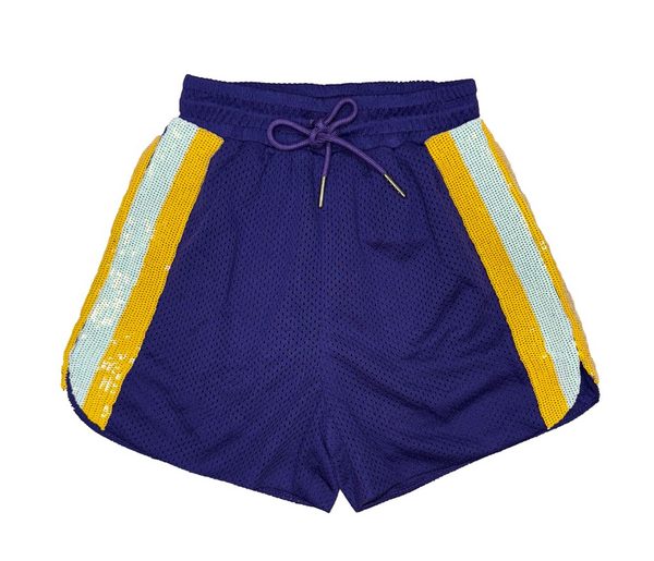 Sequin Shorts- Purple & Gold