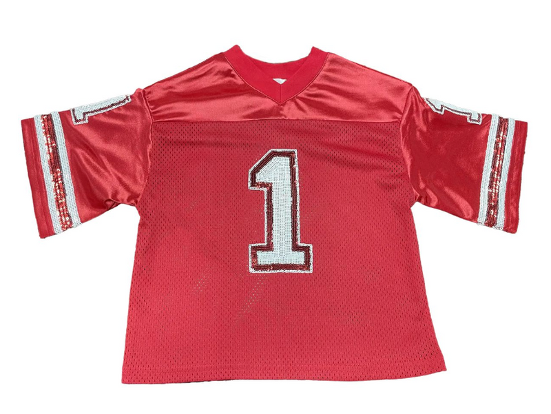 Sequin Jersey- Red & White