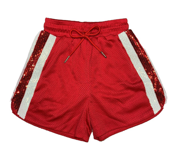 Sequin Shorts- Red & White