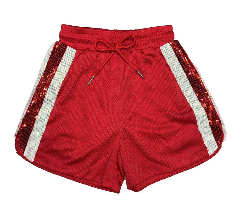 Sequin Shorts- Red & White