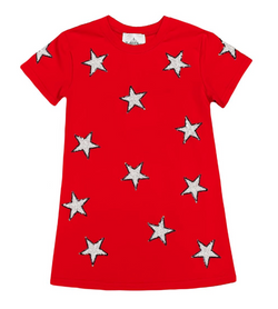 Sequin Star Dress- Red