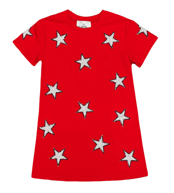 Sequin Star Dress- Red
