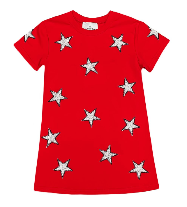 Sequin Star Dress- Red