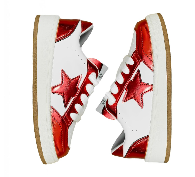 Red Metallic Star Sneakers- kids & adult