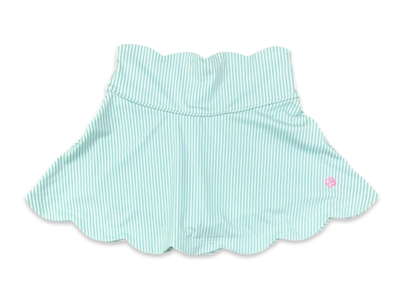 Zoe Scallop Skort- Totally Turquoise Stripe