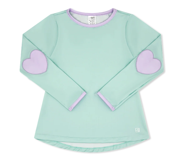 Kylie Long Sleeve Tee- Cool mint & petal purple