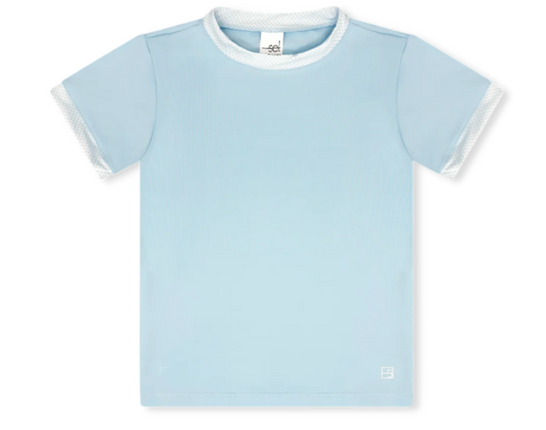 Bradley Tee- cotton candy blue  minigingham