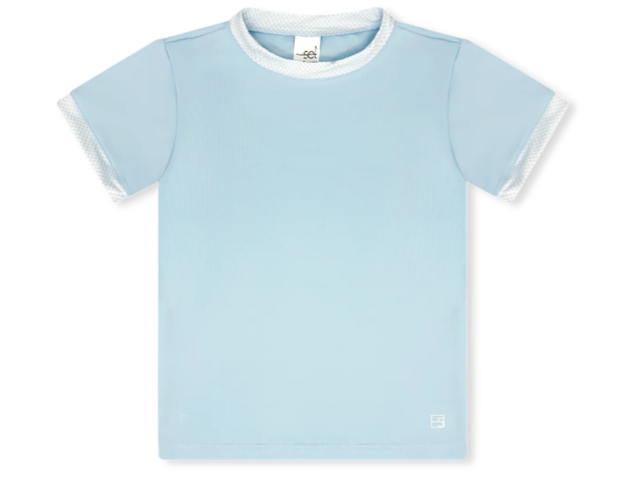 Bradley Tee- cotton candy blue  minigingham