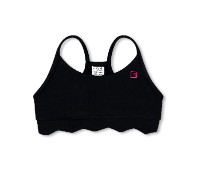 Bella Scallop Sports Bra- Midnight Black