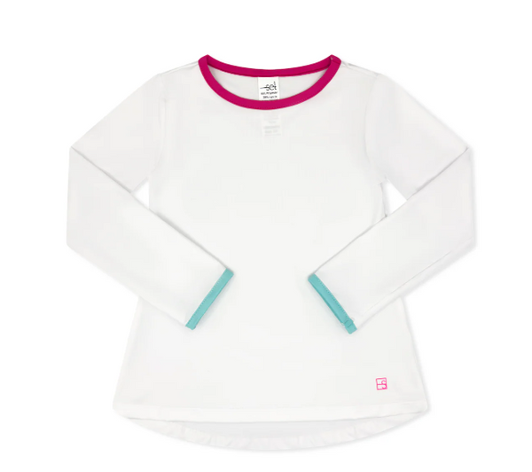 Bridget Long Sleeve Tee- Coconut, Power Pink & Turquoise