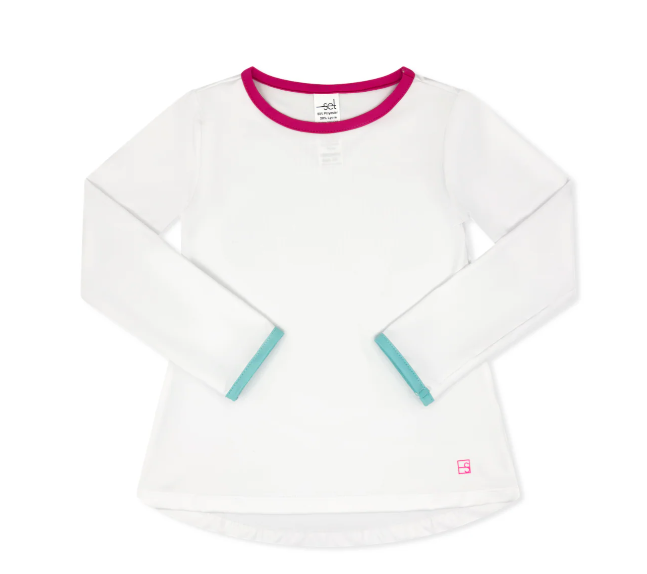 Bridget Long Sleeve Tee- Coconut, Power Pink & Turquoise