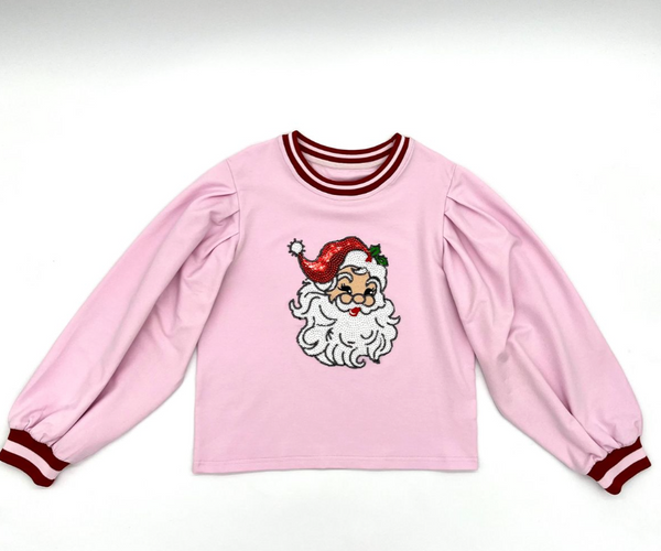 Puff Sleeve Sweatshirt- Santa