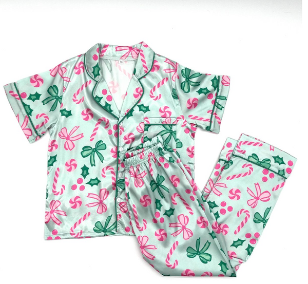 Candy Cane Silk Pajamas