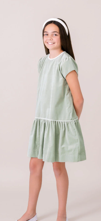 Delilah Dress- Leyland Green Velvet