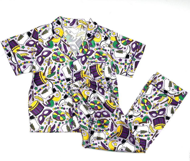Mardi Gras silky PJ set