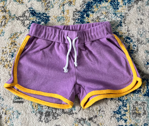 Terry Cheer Shorts- Purple & Gold