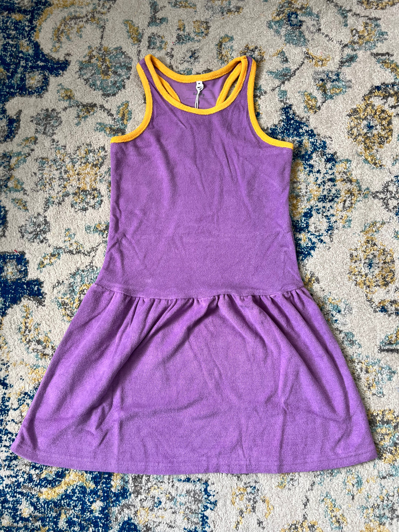 Terry Tennis Dress- Purple & Gold Sissy & Bean Terry Tennis Dress- Purple & Gold Sissy & Bean