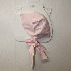 French Seersucker Bonnet- pink
