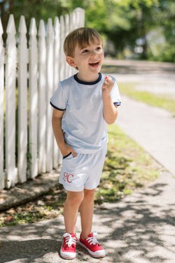 Nathan Short- blue gingham/navy