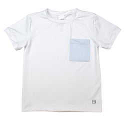 Charlie Basic Tee- blue gingham pocket