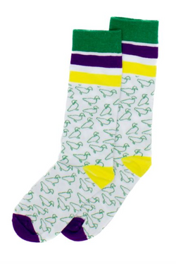 Lucky Duck Socks- Mardi Gras