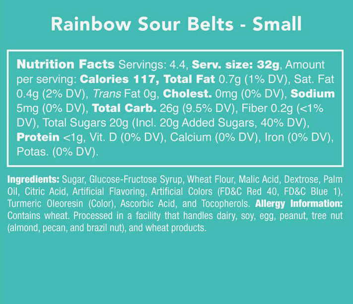 Rainbow Sour Belts Candy