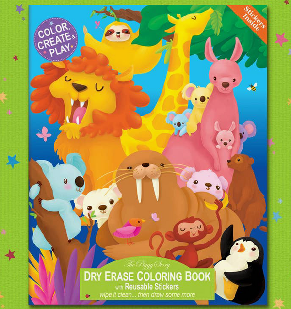 Animals Around the World Dry Erase Coloring Book