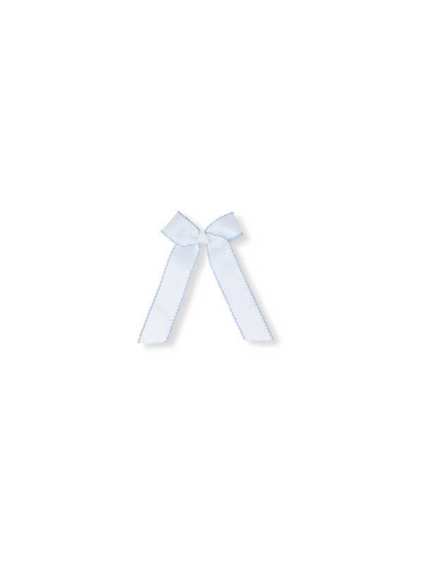 Lola Long Bow- White/ Blue