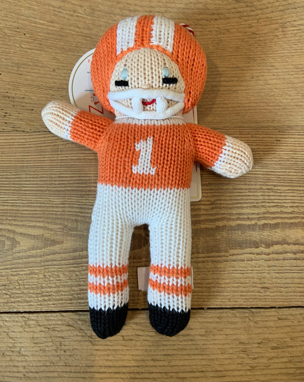 Orange Cheerleader & Football Player Doll & Rattle