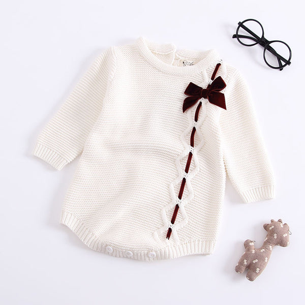 Bow Knot Sweater Romper