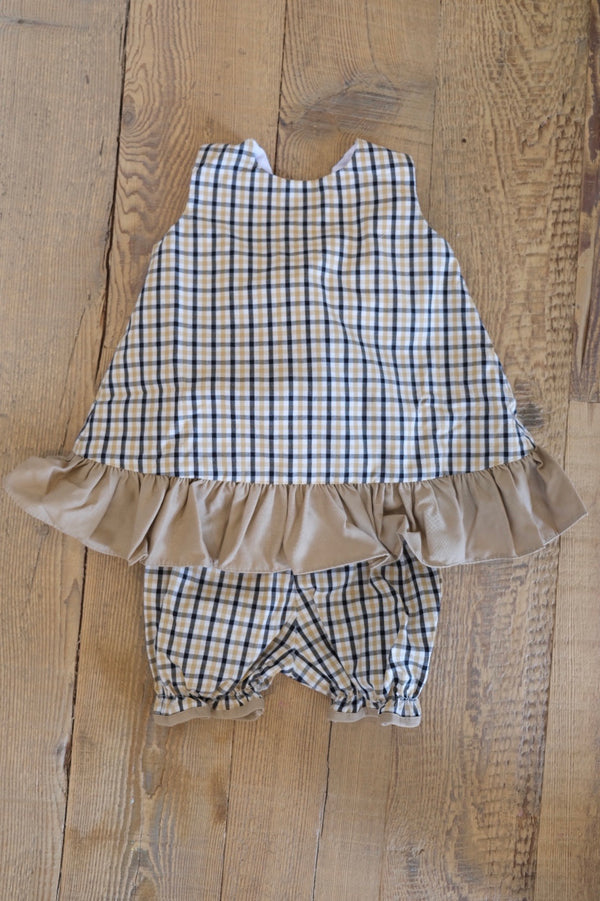 Black & Gold Plaid Bloomer Set