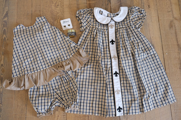 Black & Gold Plaid Bloomer Set