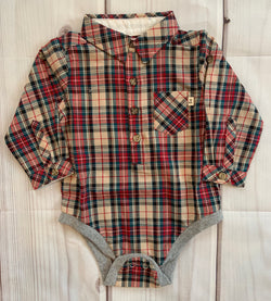 Teal & Red Plaid Woven Onesie