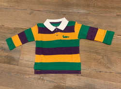 Mardi Gras Rugby Traditional Stripe Long Sleeve Polo