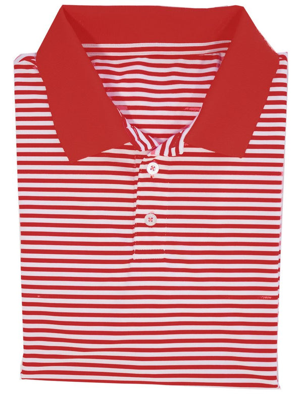 Game Day Striped Polo- Red